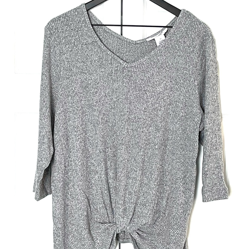 Workshop sweater with front tied detail.